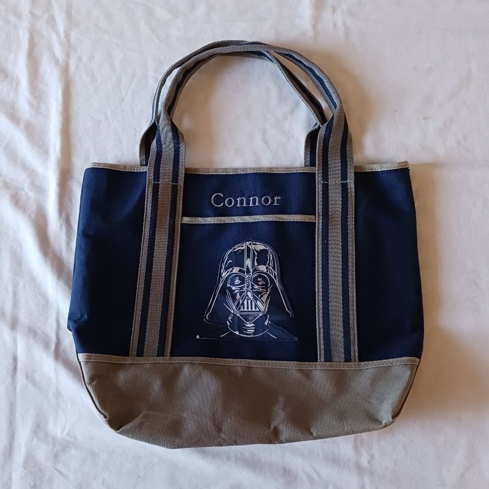 Pottery Barn Kids Star Wars Darth Vader Canvas‎ Blue Gray Tote Bag Connor